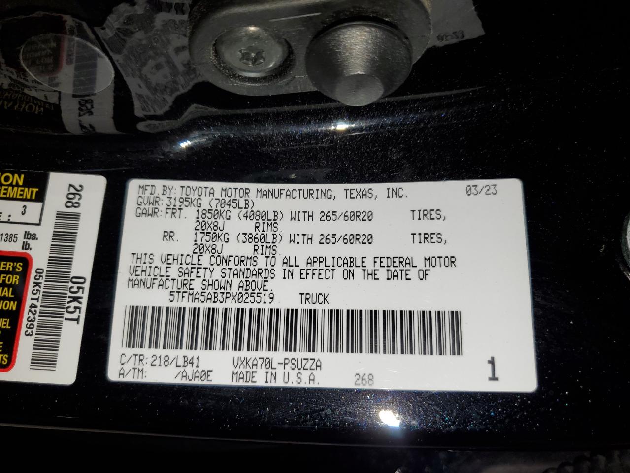 2023 Toyota Tundra Crewmax Platinum VIN: 5TFMA5AB3PX025519 Lot: 74739254