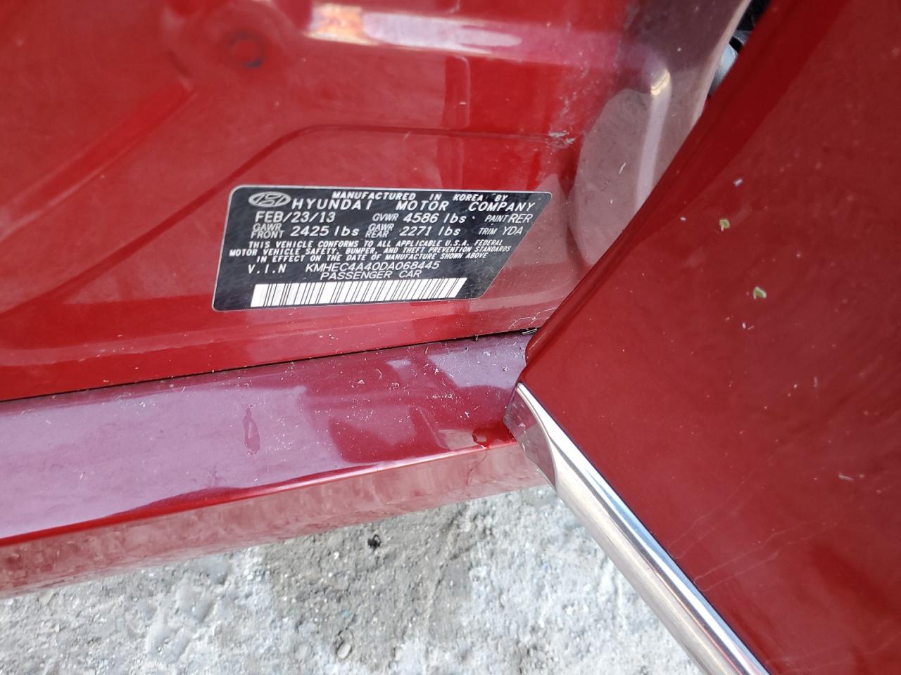 2013 Hyundai Sonata Hybrid VIN: KMHEC4A40DA068445 Lot: 75739314