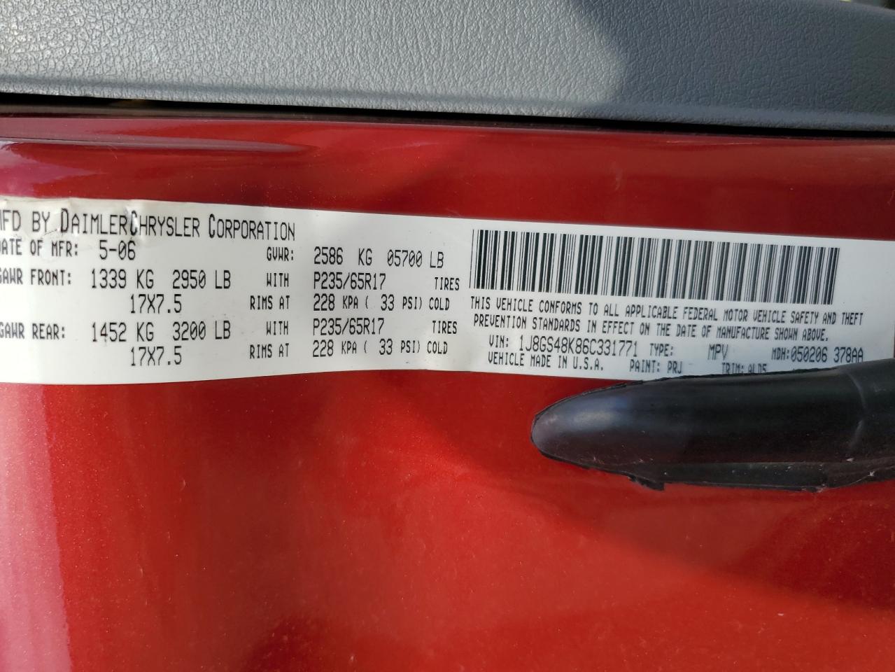 2006 Jeep Grand Cherokee Laredo VIN: 1J8GS48K86C331771 Lot: 74911574