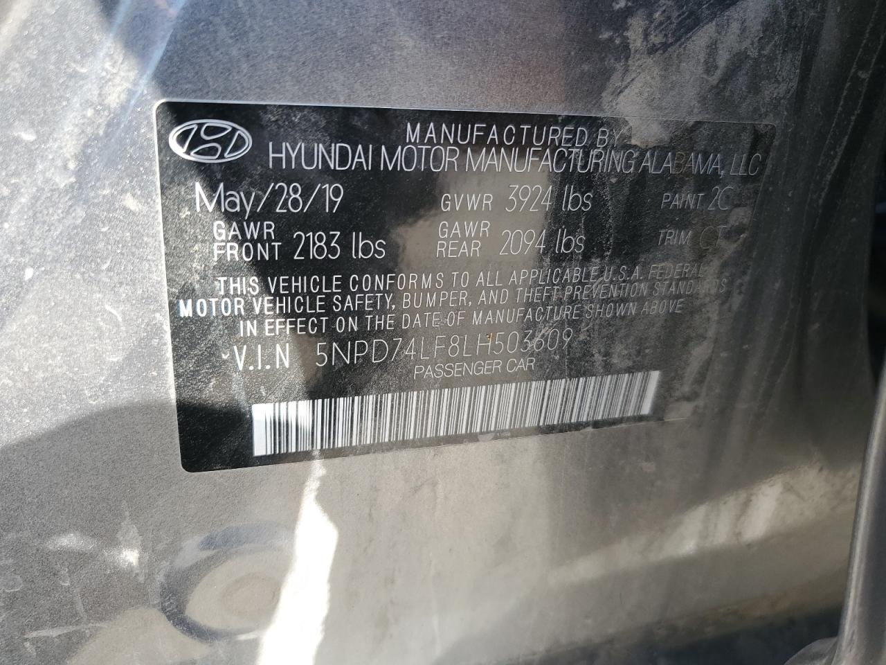 5NPD74LF8LH503609 2020 Hyundai Elantra Se