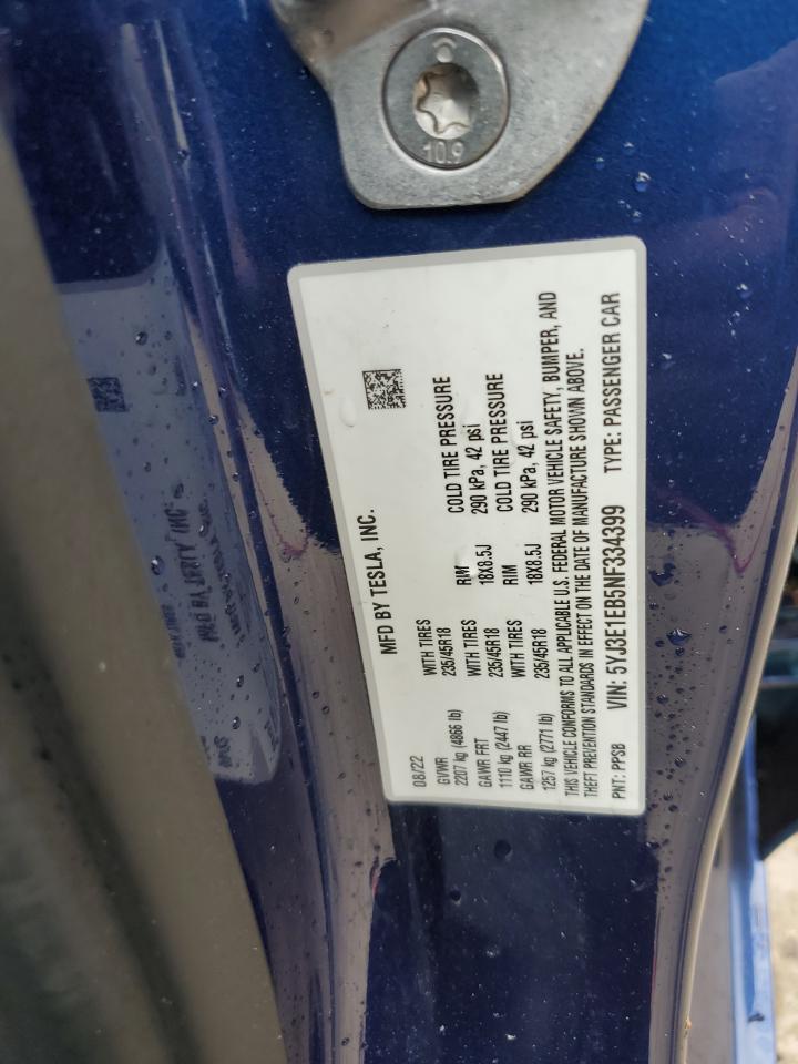 5YJ3E1EB5NF334399 2022 Tesla Model 3