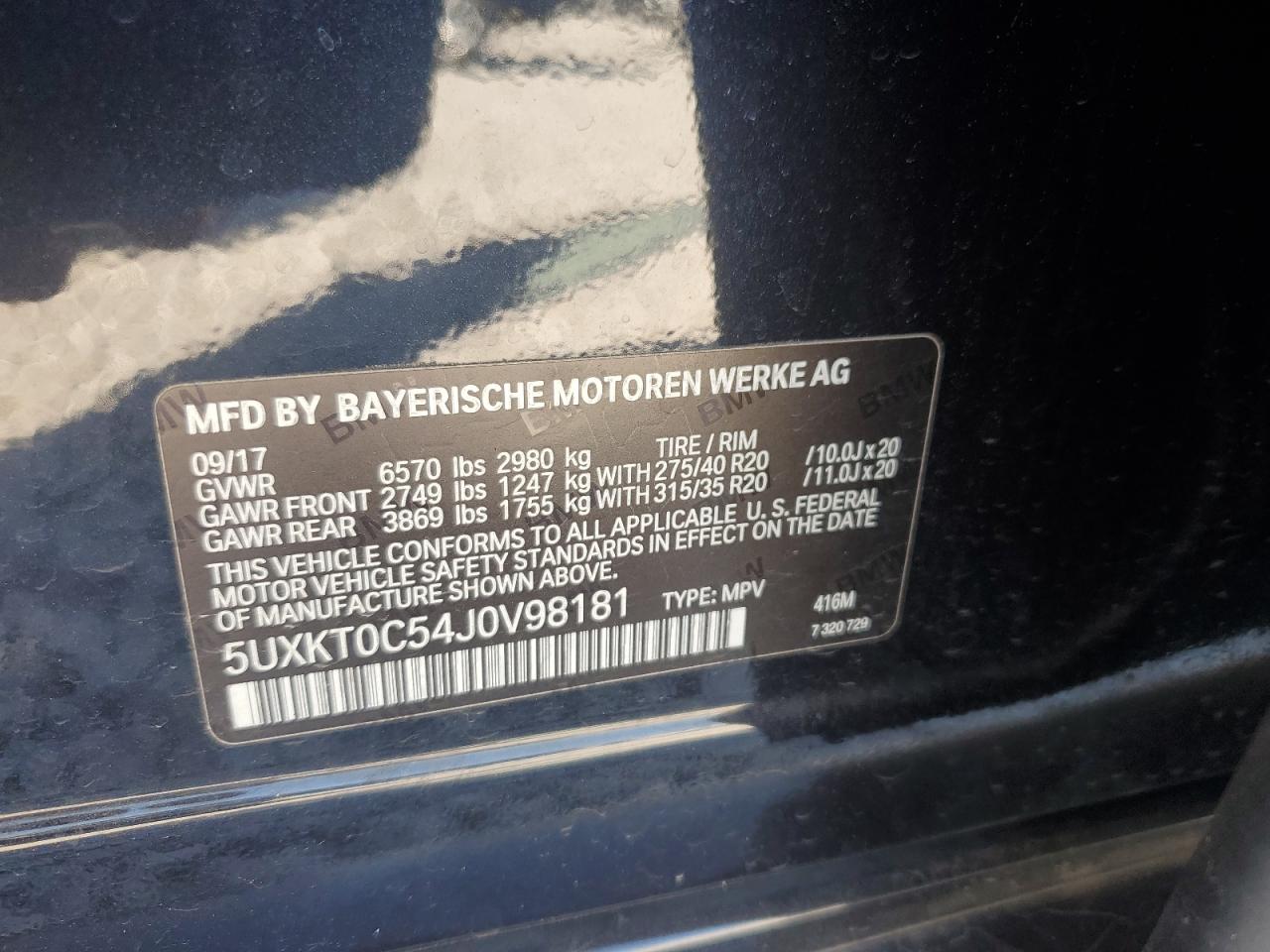 VIN 5UXKT0C54J0V98181 2018 BMW X5 no.13