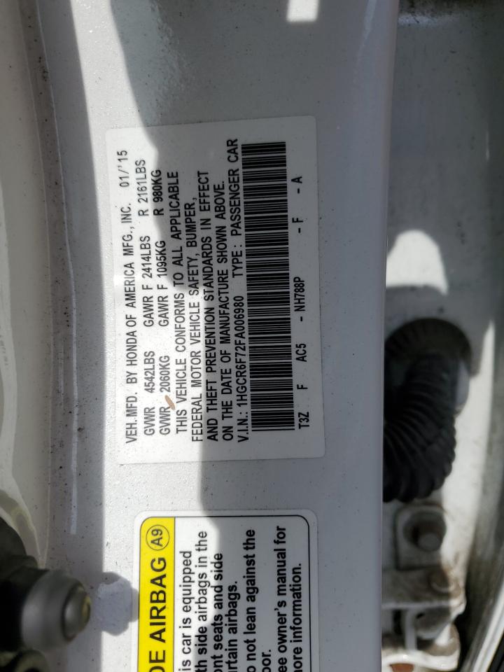 1HGCR6F72FA006980 2015 Honda Accord Touring Hybrid