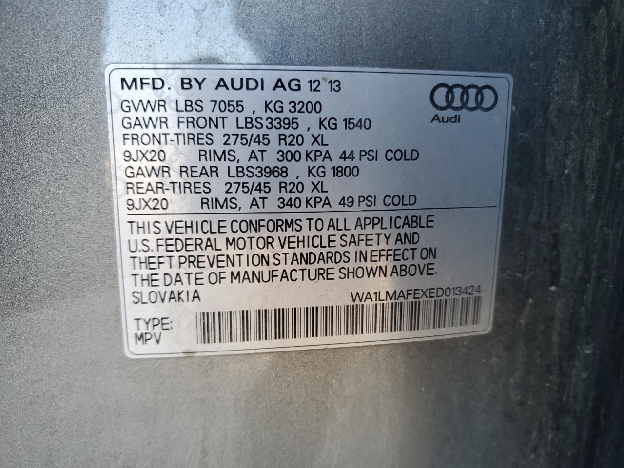 2014 Audi Q7 Premium Plus VIN: WA1LMAFEXED013424 Lot: 77324794