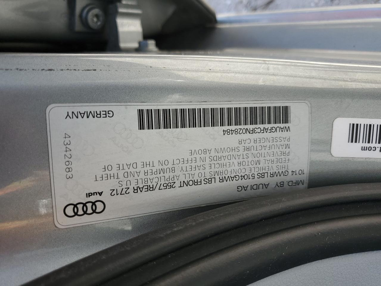 VIN WAUGFAFC3FN028484 2015 AUDI A6 no.13