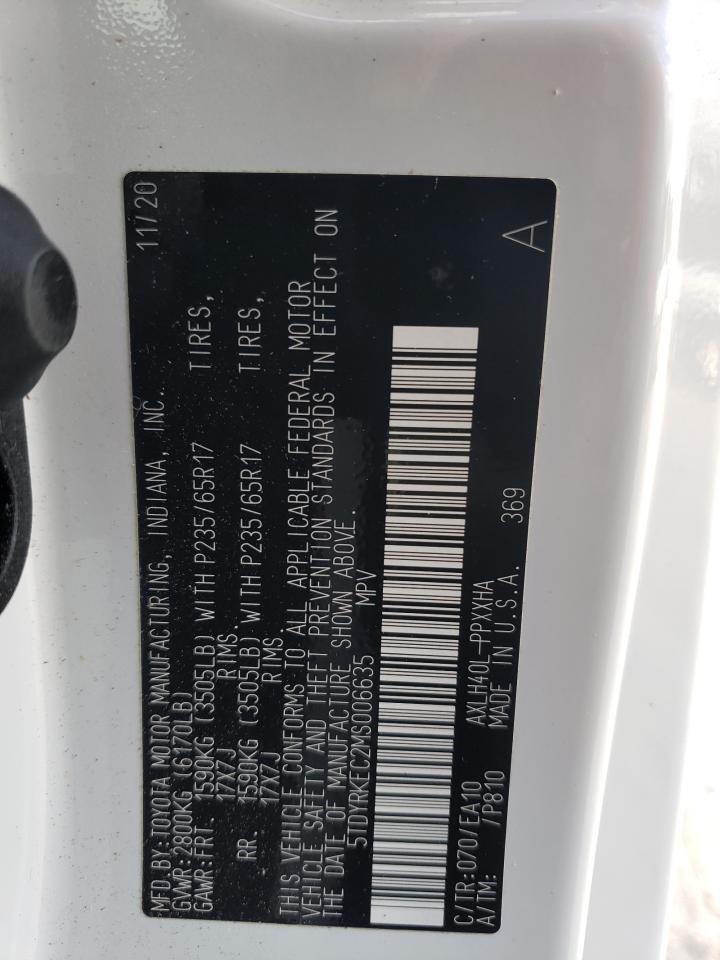 5TDYRKEC2MS006635 2021 Toyota Sienna Xle