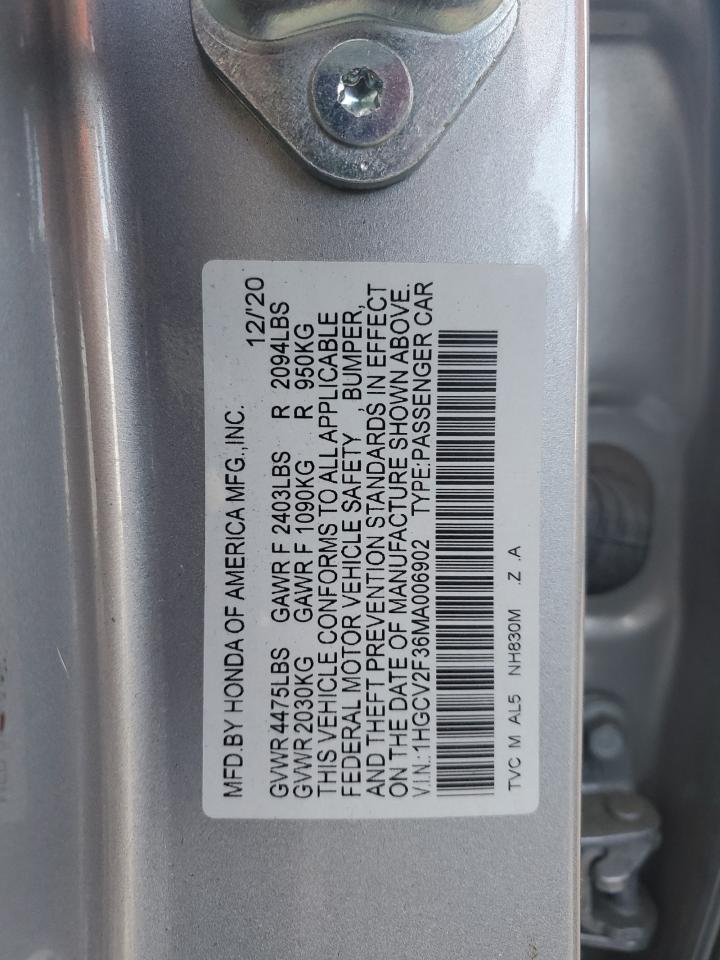 1HGCV2F36MA006902 2021 Honda Accord Sport