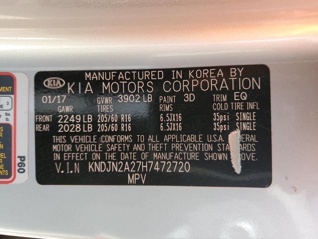 2017 Kia Soul VIN: KNDJN2A27H7472720 Lot: 76172394