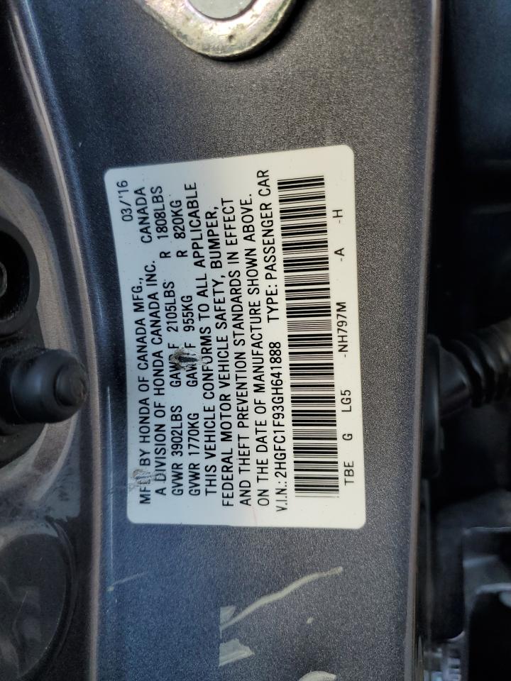 2HGFC1F93GH641888 2016 Honda Civic Touring