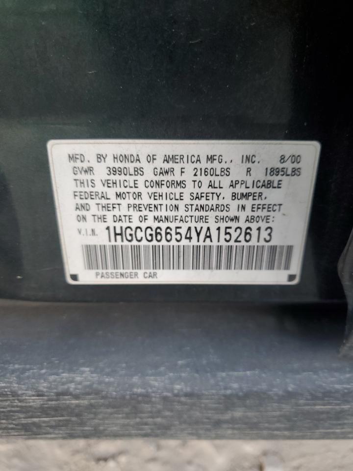 1HGCG6654YA152613 2000 Honda Accord Lx