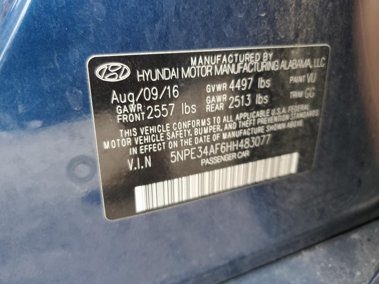 5NPE34AF6HH483077 2017 Hyundai Sonata Sport