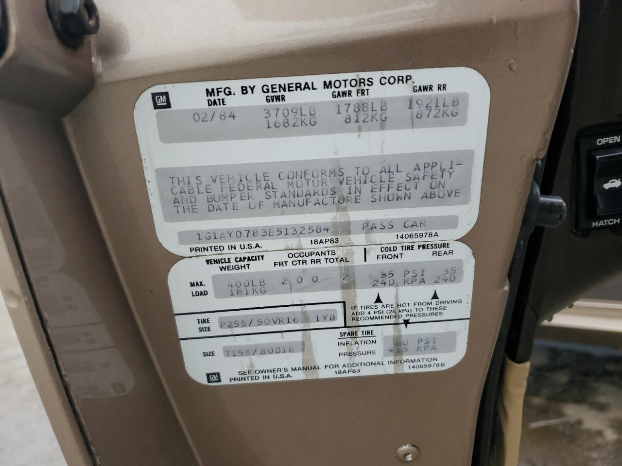 1984 Chevrolet Corvette VIN: 1G1AY0783E5132584 Lot: 78699334