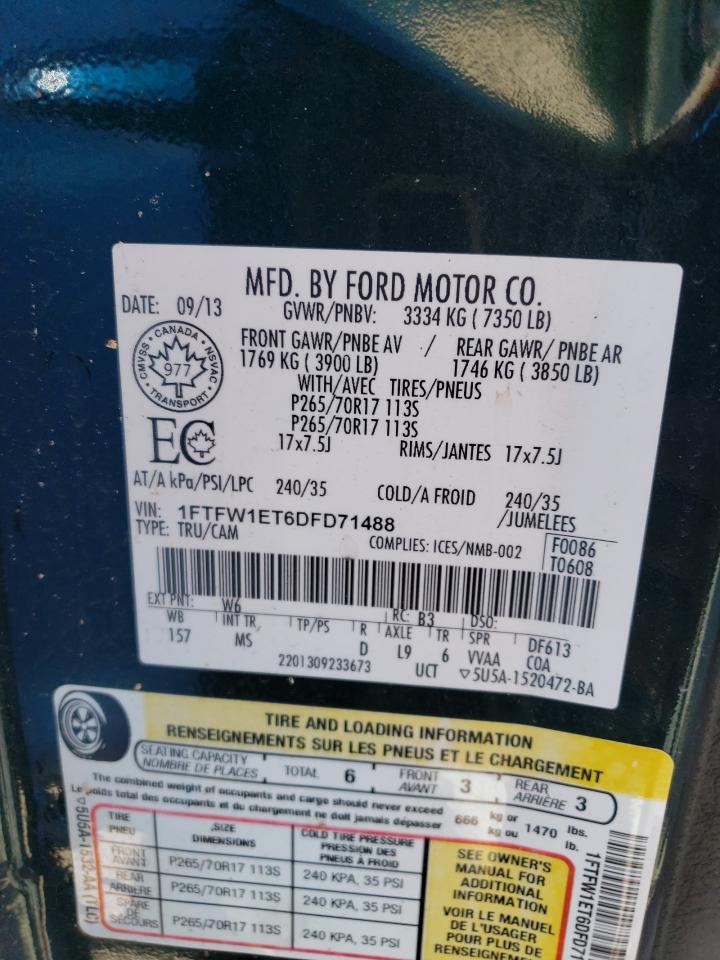 1FTFW1ET6DFD71488 2013 Ford F150 Supercrew