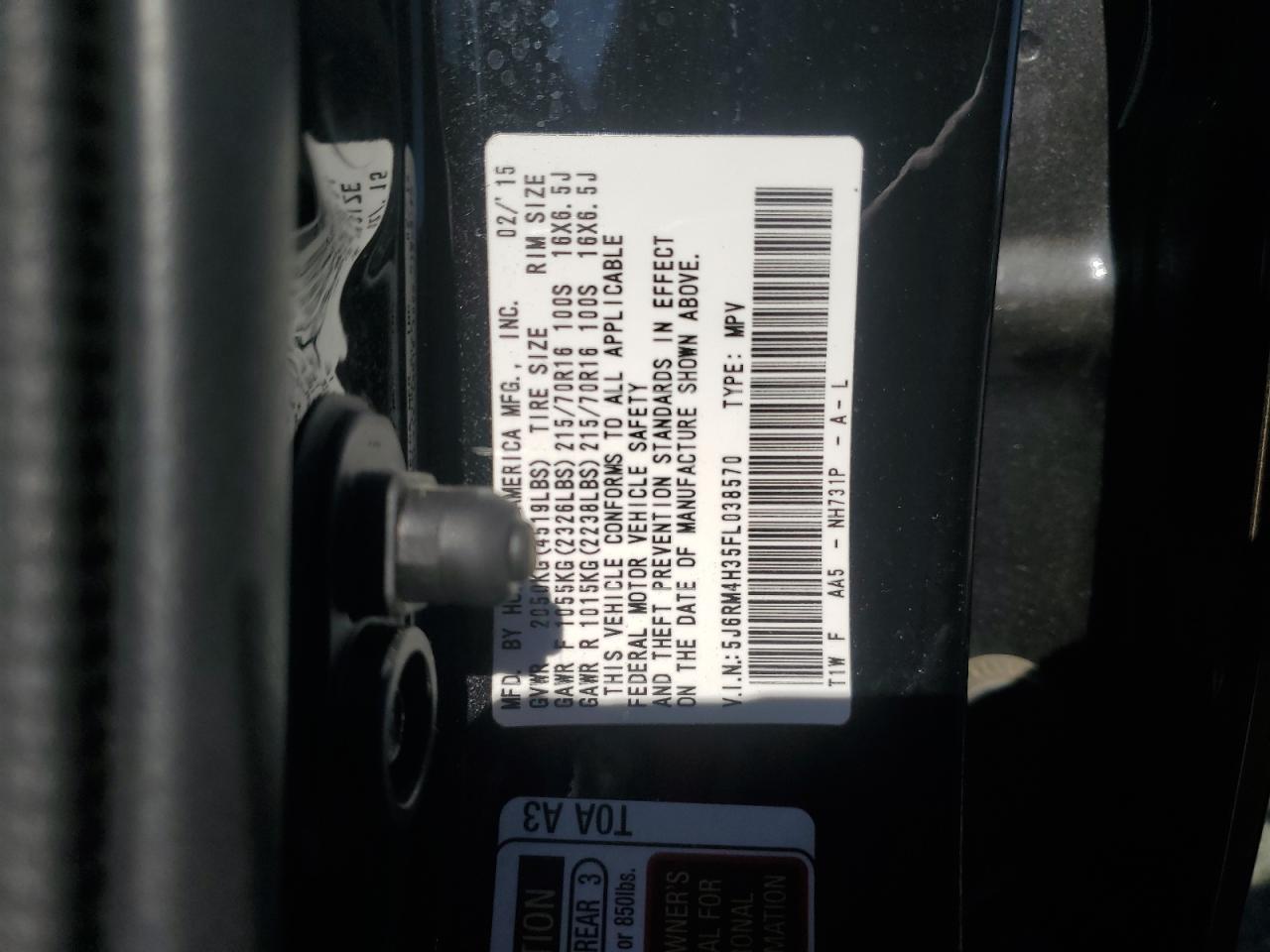 5J6RM4H35FL038570 2015 Honda Cr-V Lx