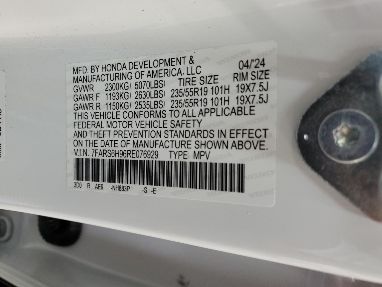 7FARS6H96RE076929 2024 Honda Cr-V Sport Touring