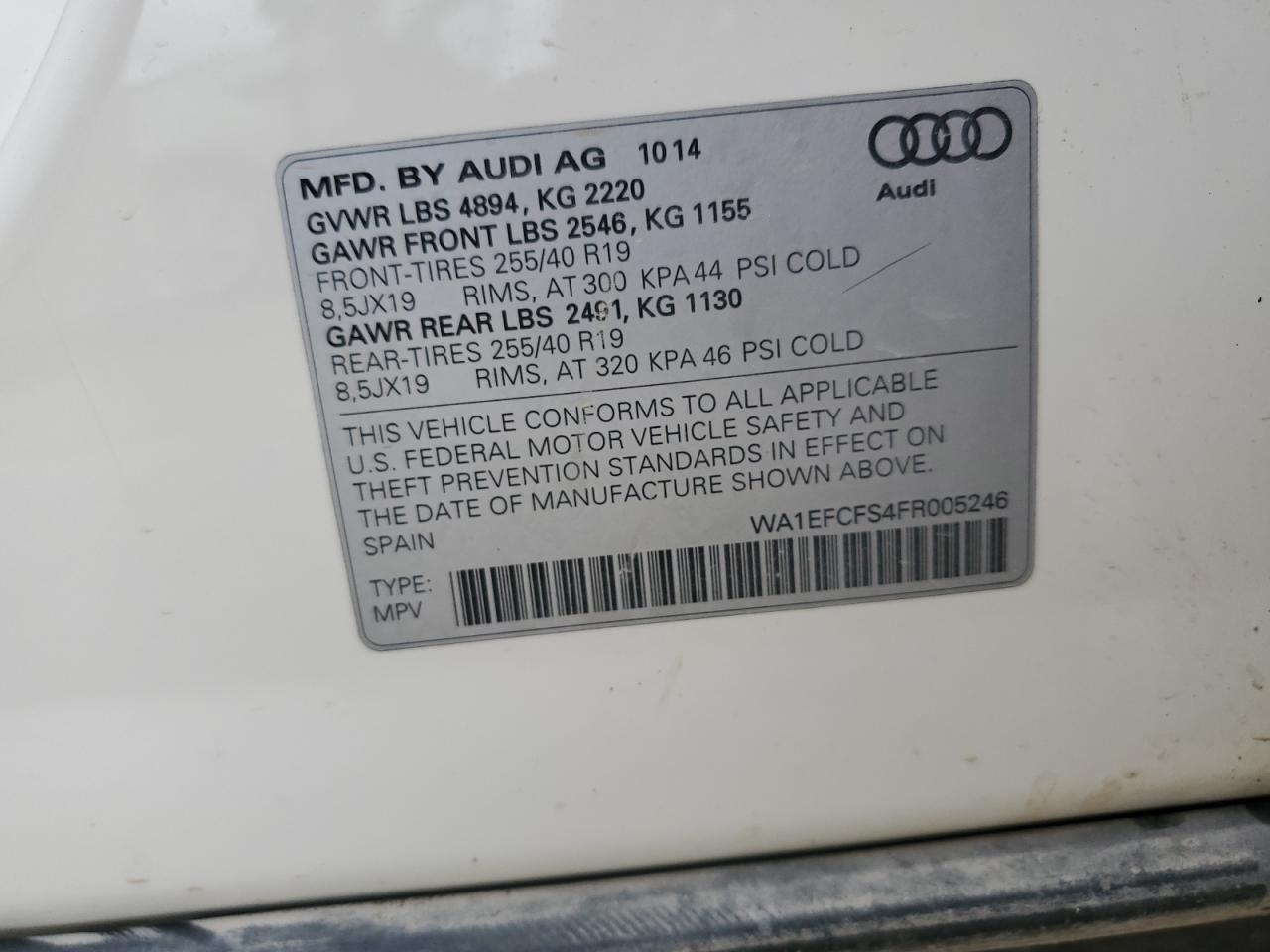 2015 Audi Q3 Premium Plus VIN: WA1EFCFS4FR005246 Lot: 77983554