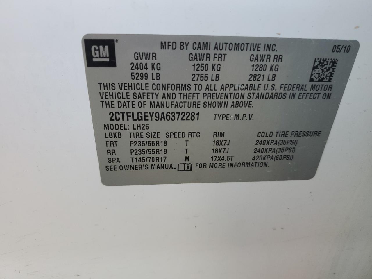 2010 GMC Terrain Slt VIN: 2CTFLGEY9A6372281 Lot: 74710924