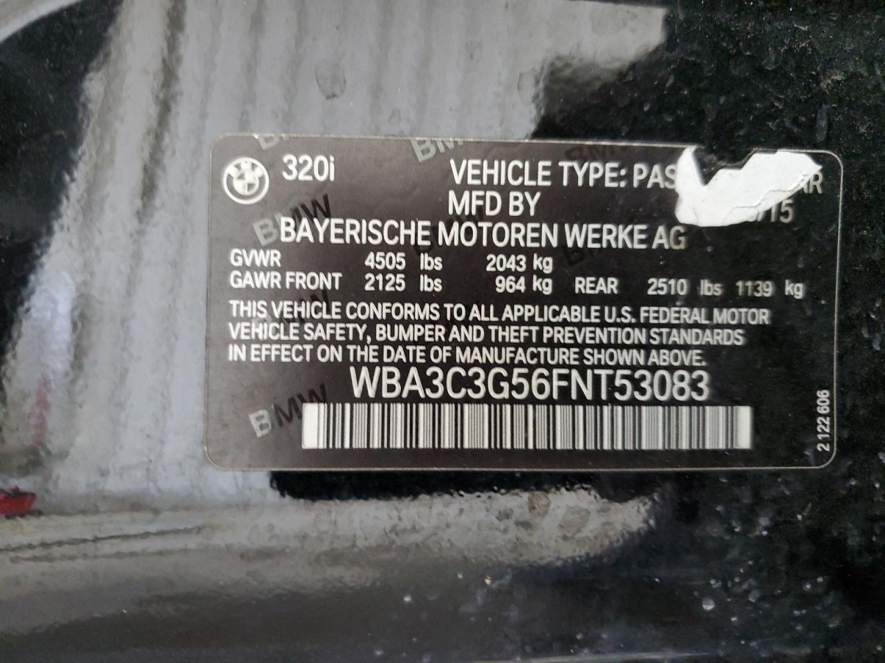 WBA3C3G56FNT53083 2015 BMW 320 I xDrive