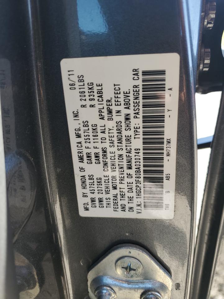 1HGCP3F80BA030749 2011 Honda Accord Exl