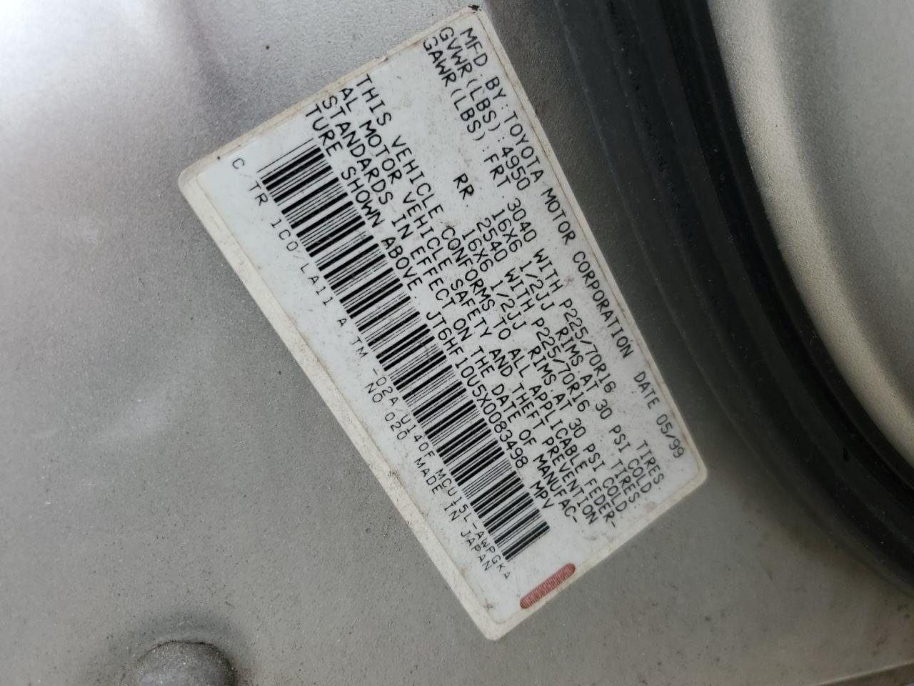 JT6HF10U5X0083498 1999 Lexus Rx 300