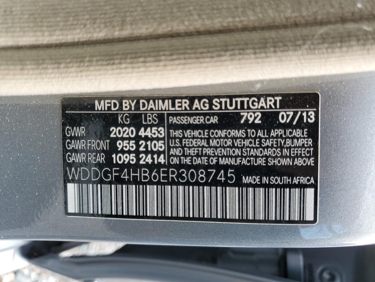 WDDGF4HB6ER308745 2014 Mercedes-Benz C 250