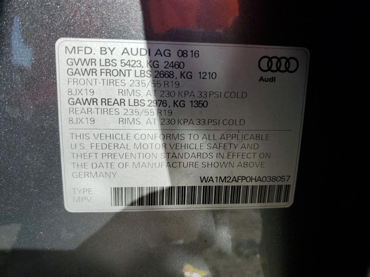 WA1M2AFP0HA038057 2017 Audi Q5 Premium Plus