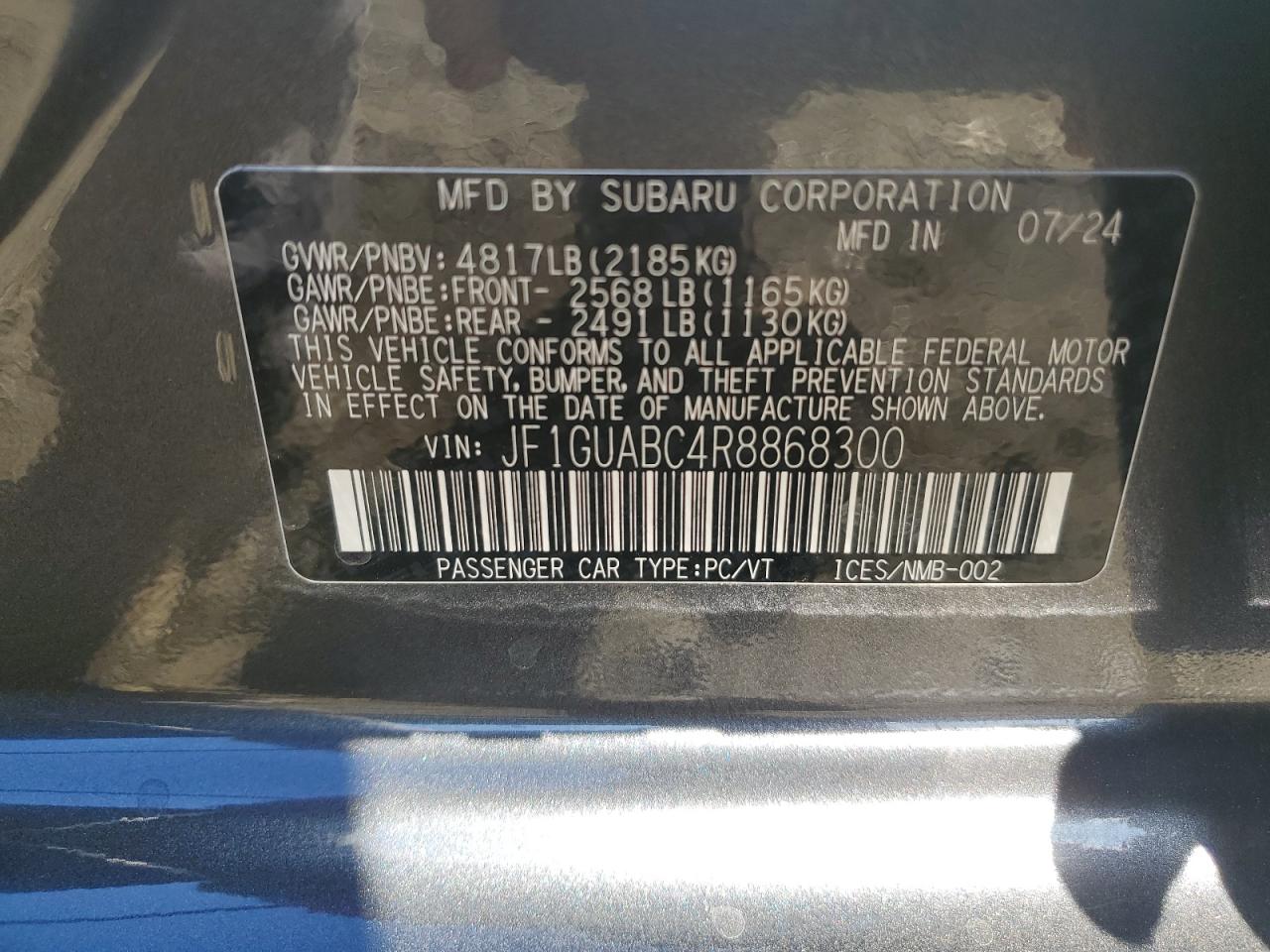 JF1GUABC4R8868300 2024 Subaru Impreza