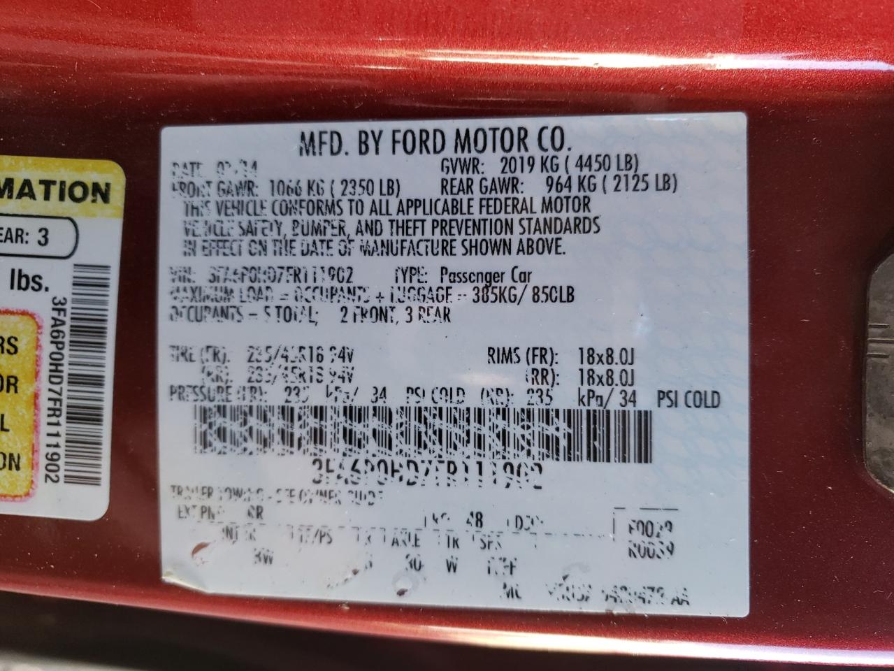 3FA6P0HD7FR111902 2015 Ford Fusion Se