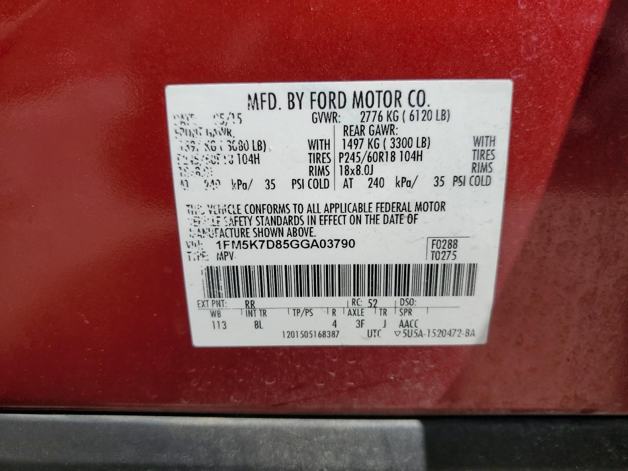 2016 Ford Explorer Xlt VIN: 1FM5K7D85GGA03790 Lot: 74374244