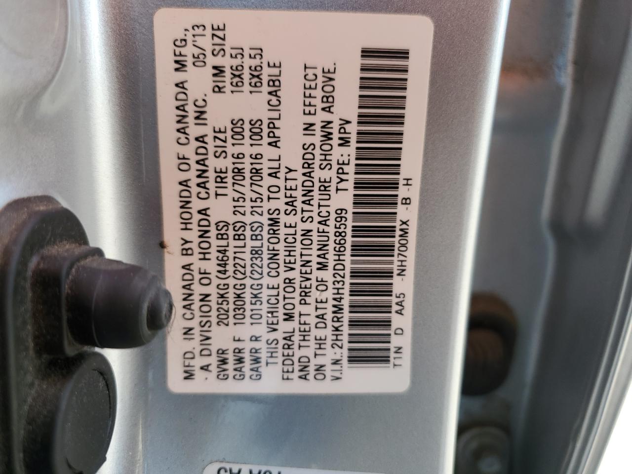 2HKRM4H32DH668599 2013 Honda Cr-V Lx