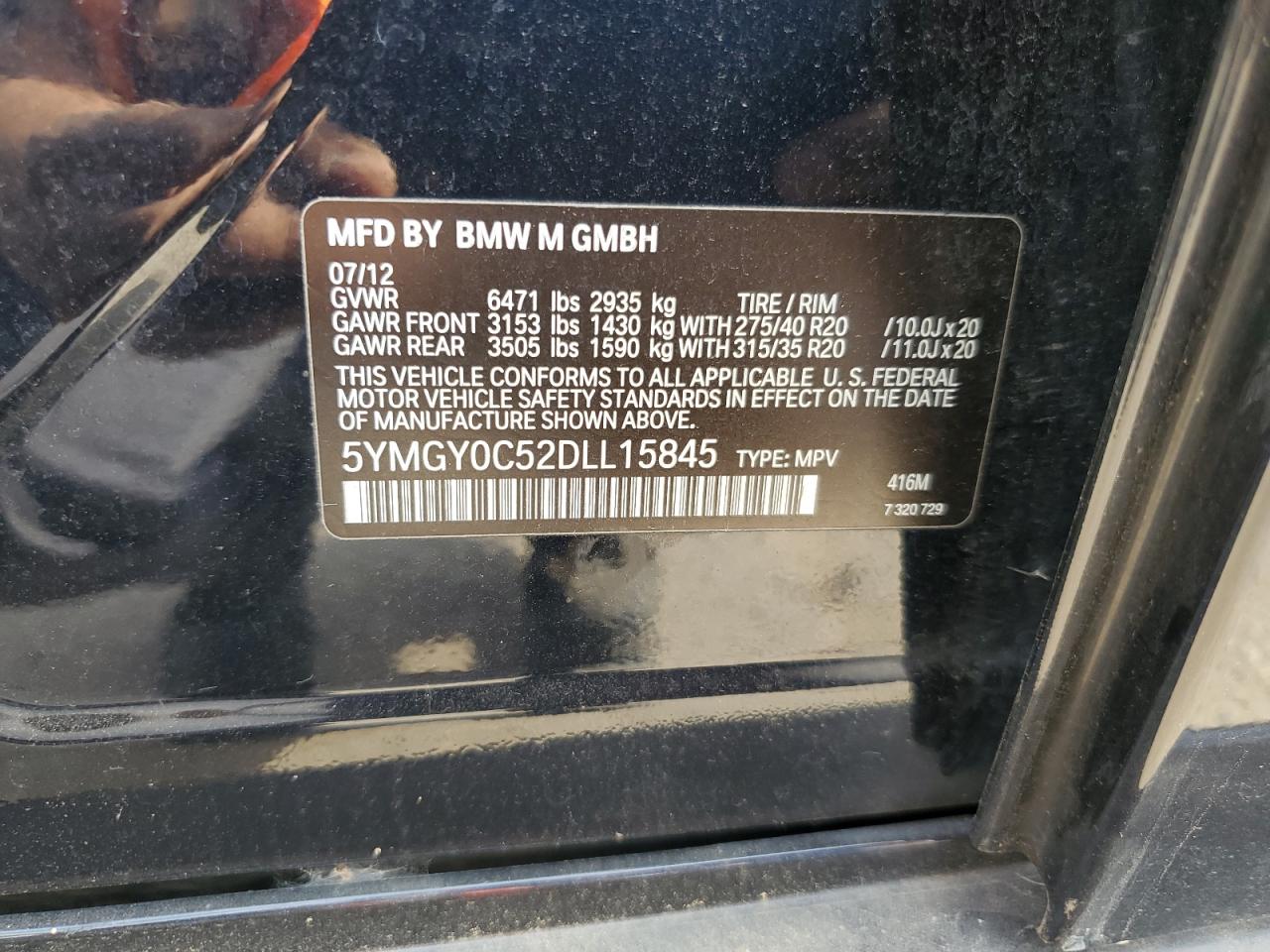 VIN 5YMGY0C52DLL15845 2013 BMW X5 no.13