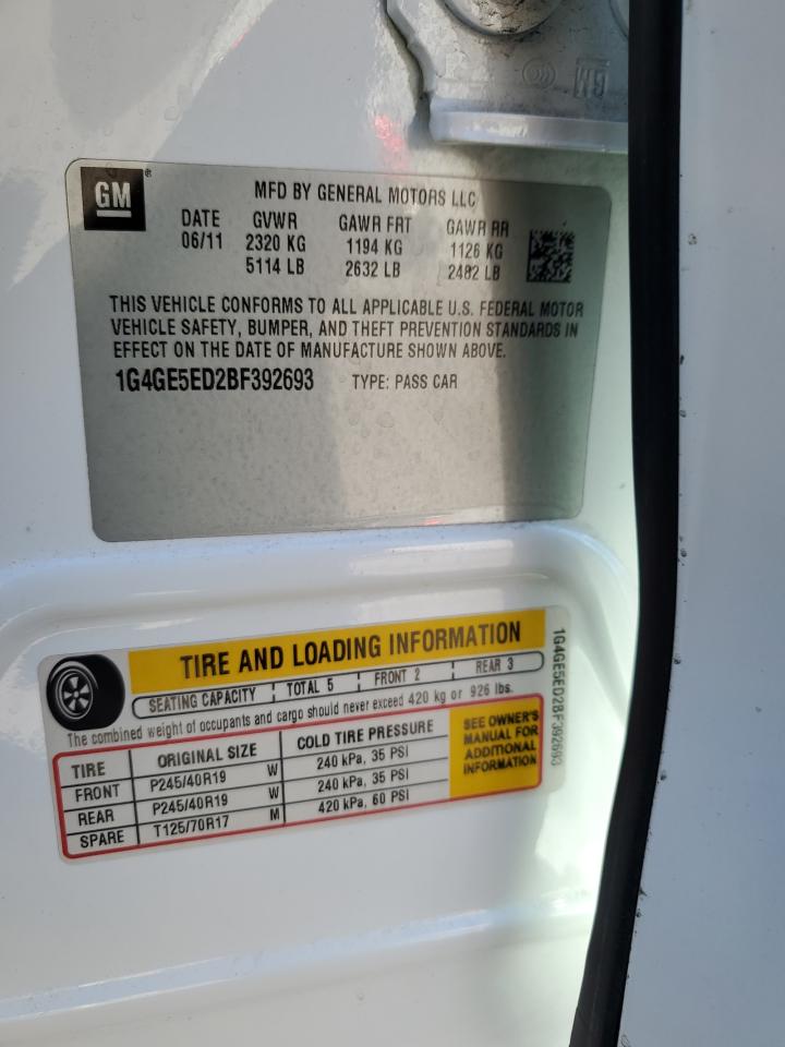 2011 Buick Lacrosse Cxs VIN: 1G4GE5ED2BF392693 Lot: 78028154