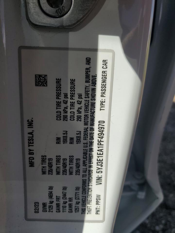 5YJ3E1EA1PF494970 2023 Tesla Model 3