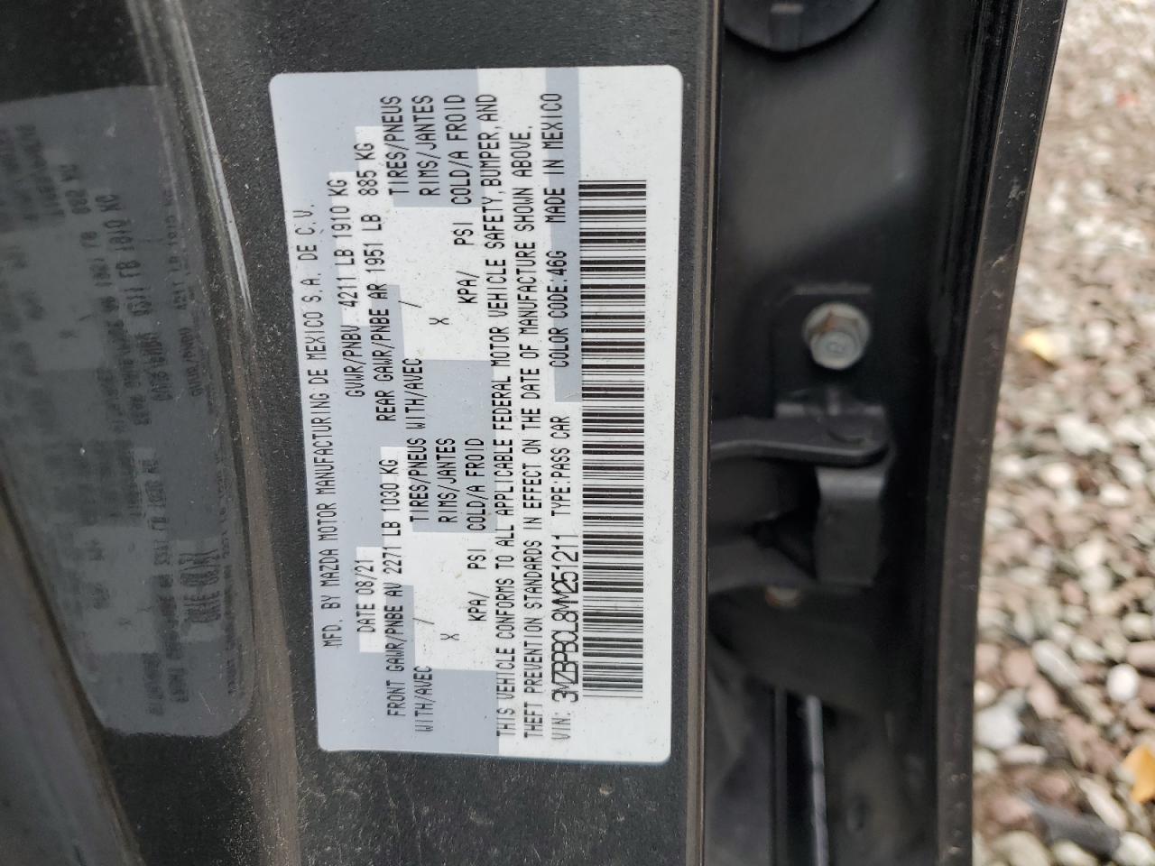 3MZBPBCL8MM251211 2021 Mazda 3 Preferred