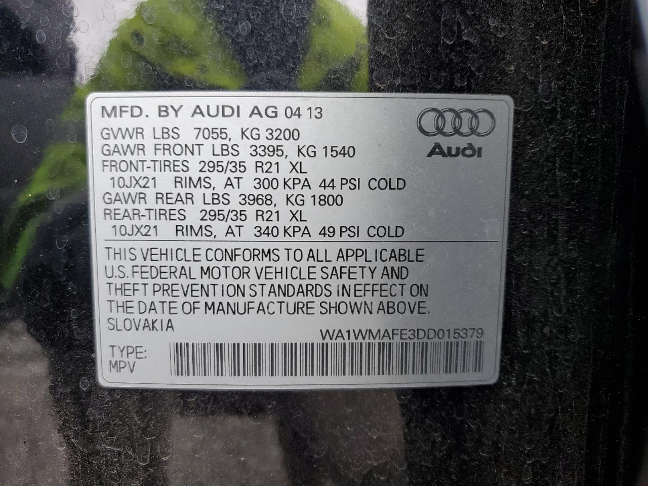 2013 Audi Q7 Prestige VIN: WA1WMAFE3DD015379 Lot: 77213144