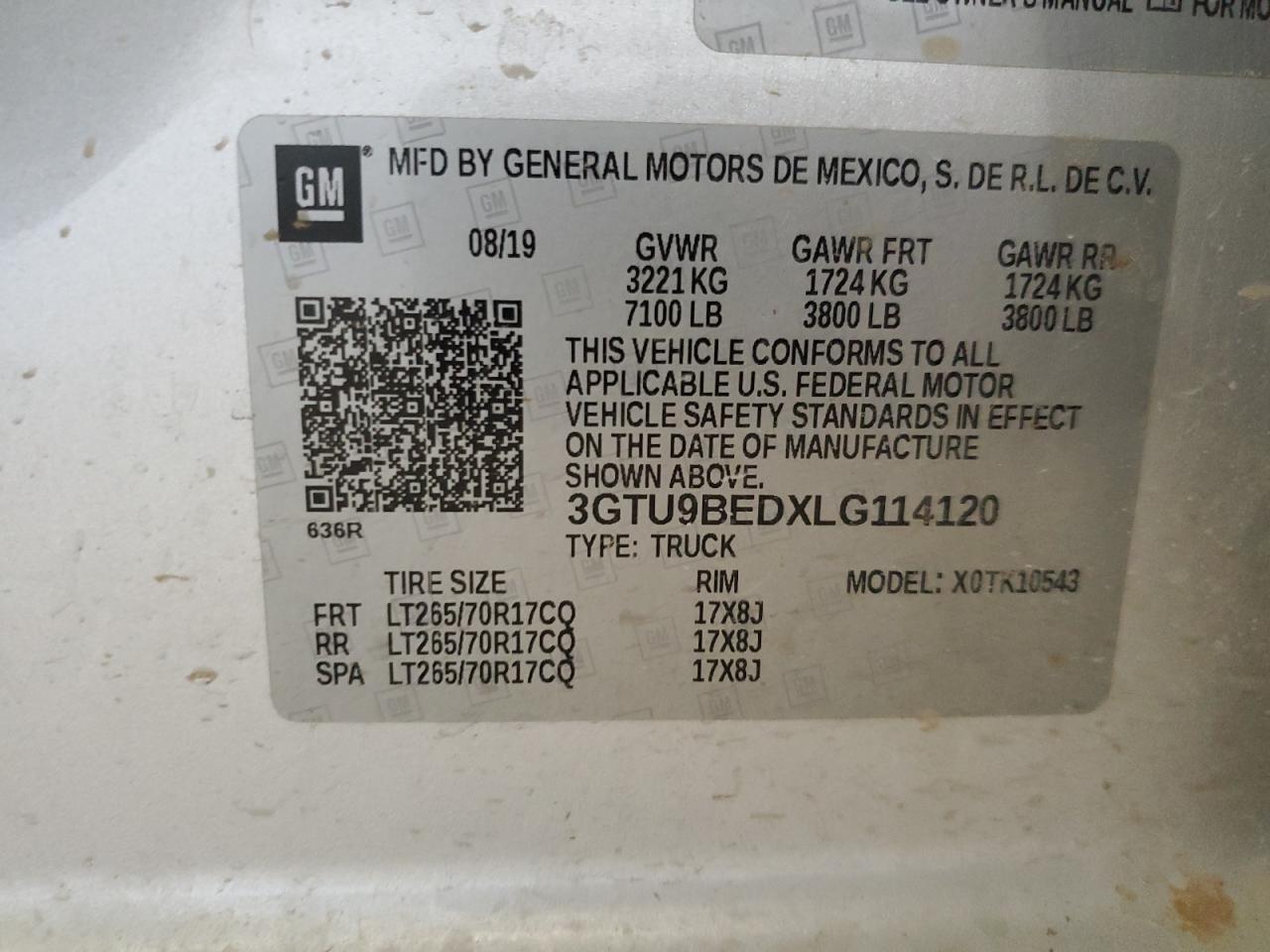 3GTU9BEDXLG114120 2020 GMC Sierra K1500 Sle