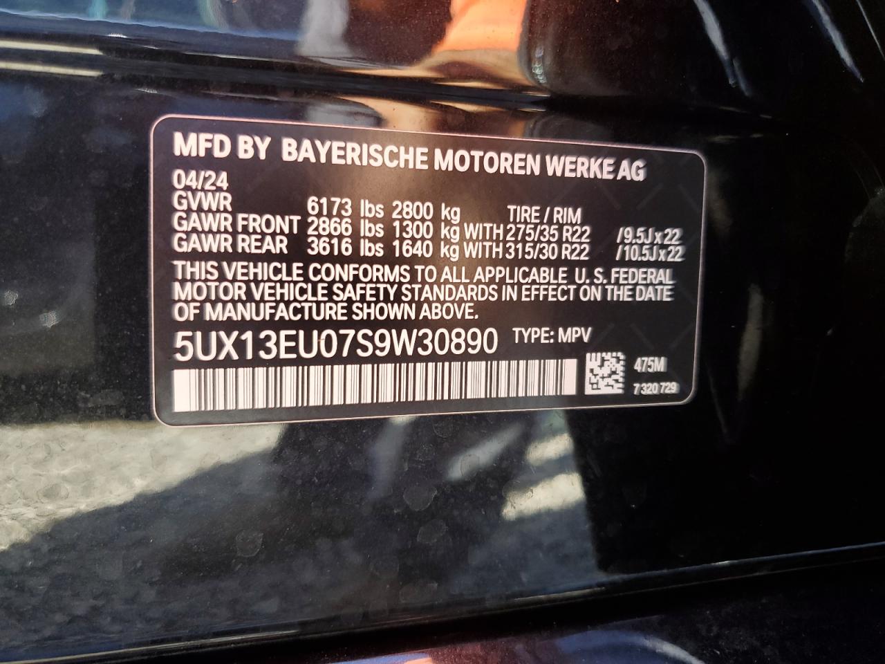 5UX13EU07S9W30890 2025 BMW X5 Sdrive 40I