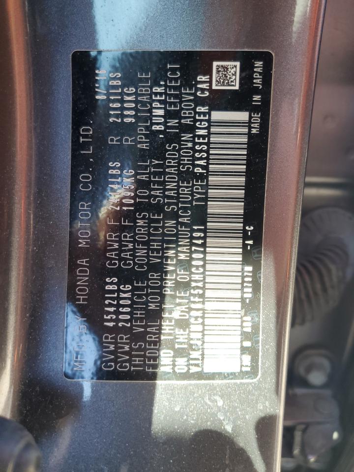 JHMCR6F5XHC007491 2017 Honda Accord Hybrid Exl