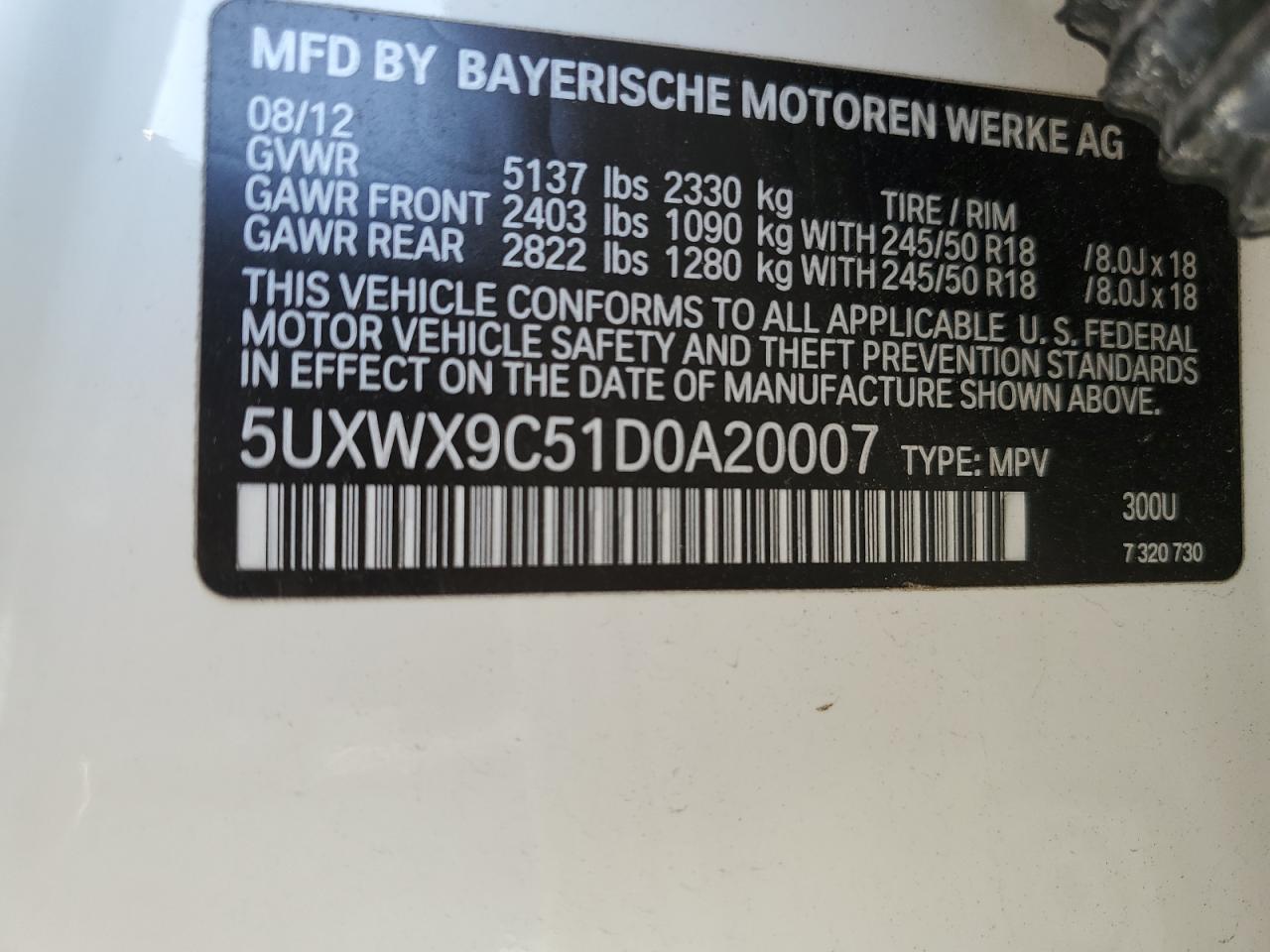 5UXWX9C51D0A20007 2013 BMW X3 xDrive28I