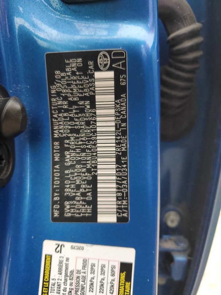 2009 Toyota Corolla Base VIN: 2T1BU40E59C107676 Lot: 74578124