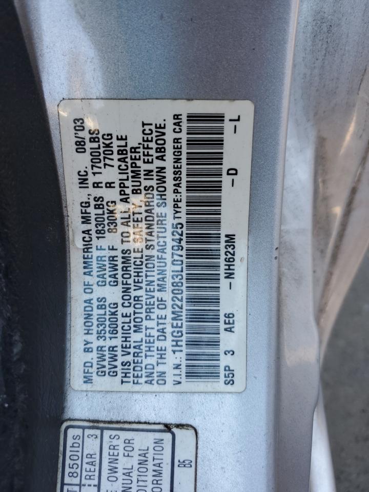 2003 Honda Civic Ex VIN: 1HGEM22083L079425 Lot: 74358574