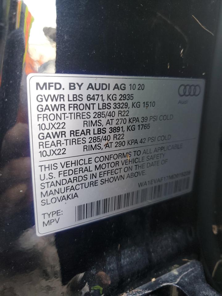 WA1EVAF17MD015228 2021 Audi Q8 Premium Plus S-Line