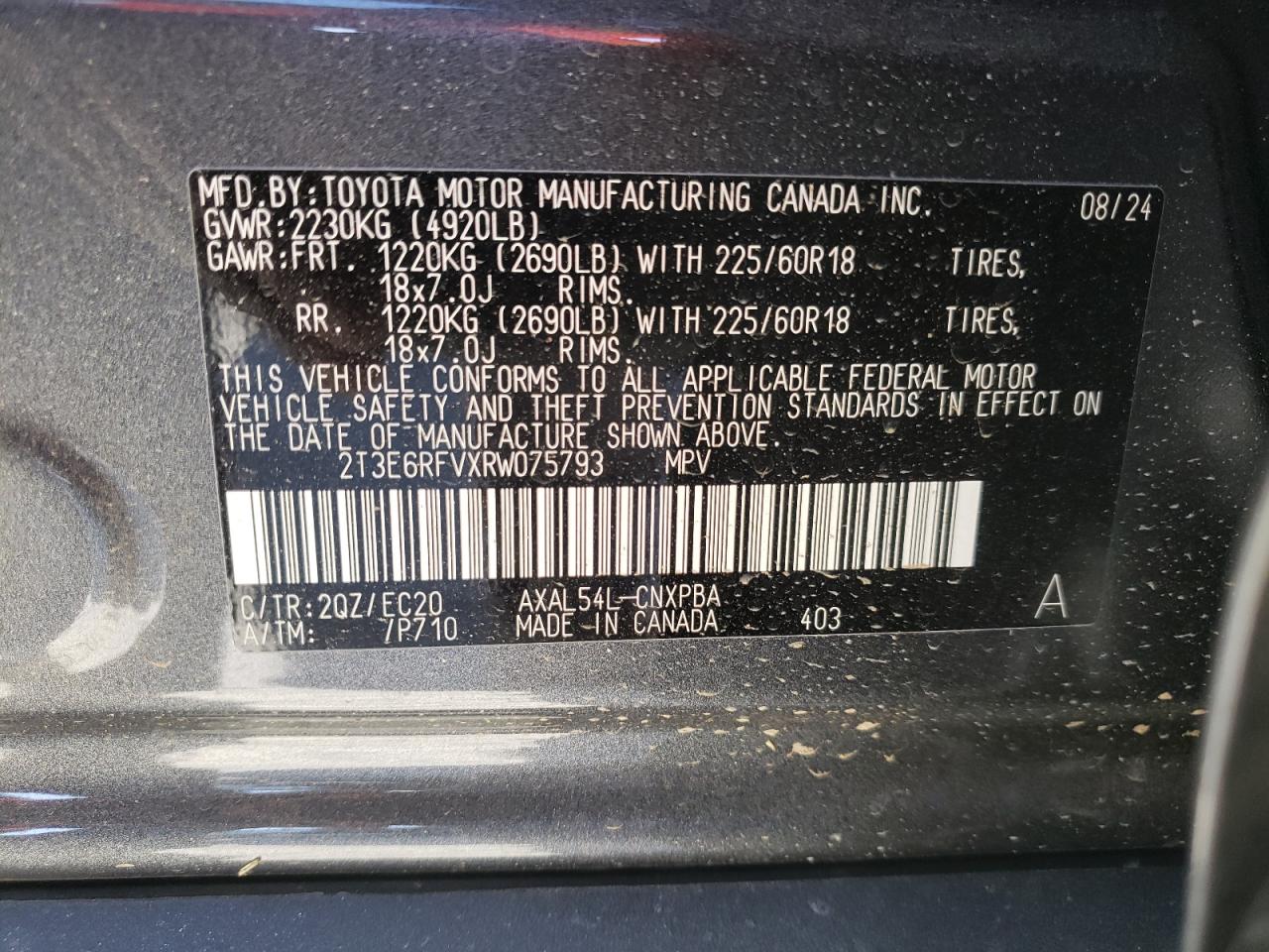 2T3E6RFVXRW075793 2024 Toyota Rav4 Xse