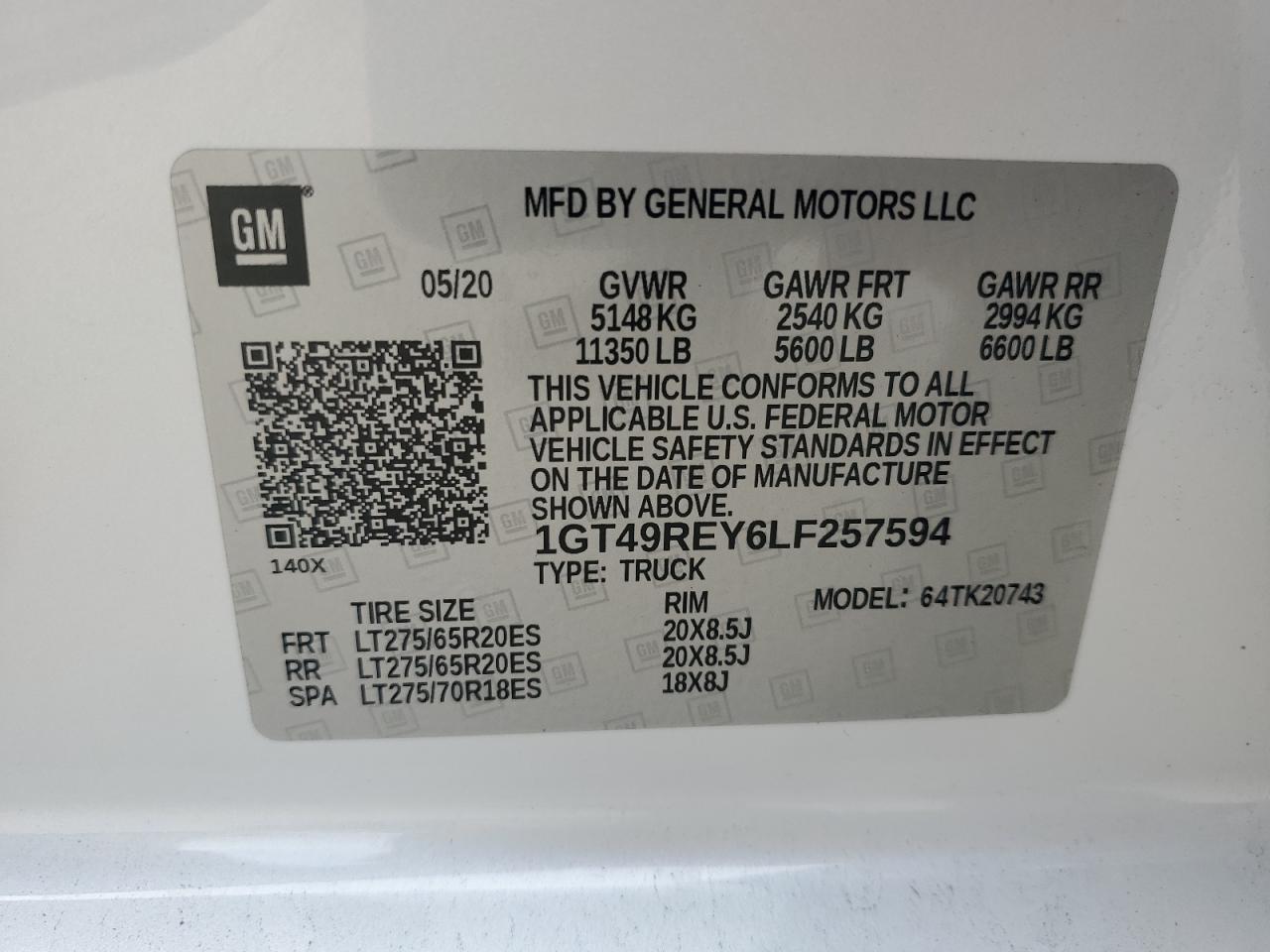 1GT49REY6LF257594 2020 GMC Sierra K2500 Denali