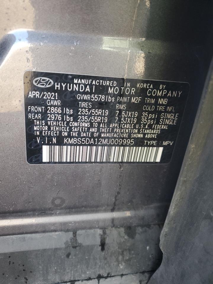 2021 Hyundai Santa Fe Limited VIN: KM8S5DA12MU009995 Lot: 75849194