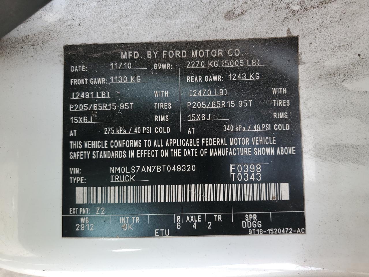 NM0LS7AN7BT049320 2011 Ford Transit Connect Xl