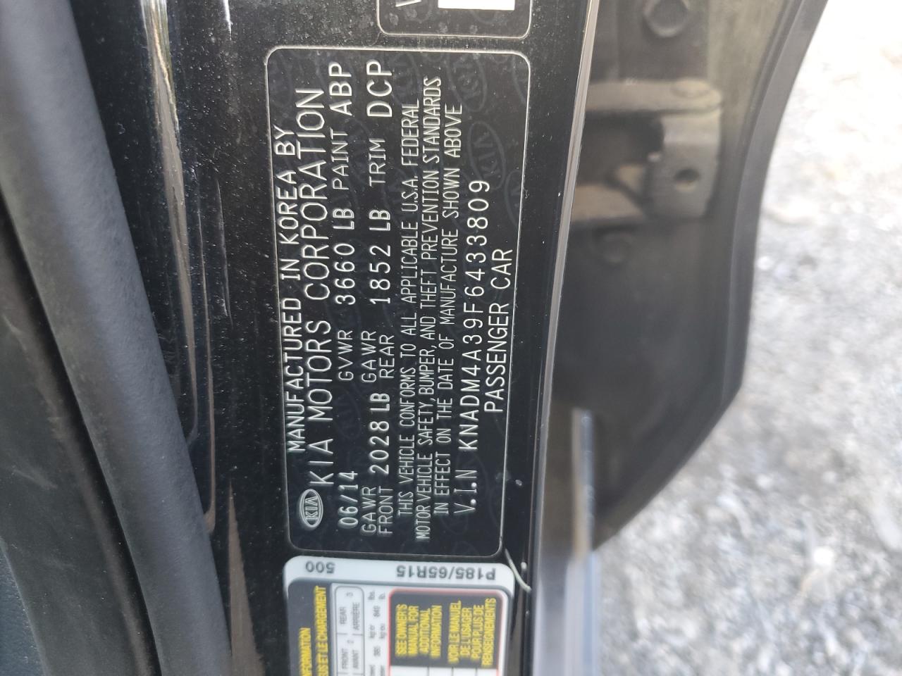 KNADM4A39F6433809 2015 Kia Rio Lx