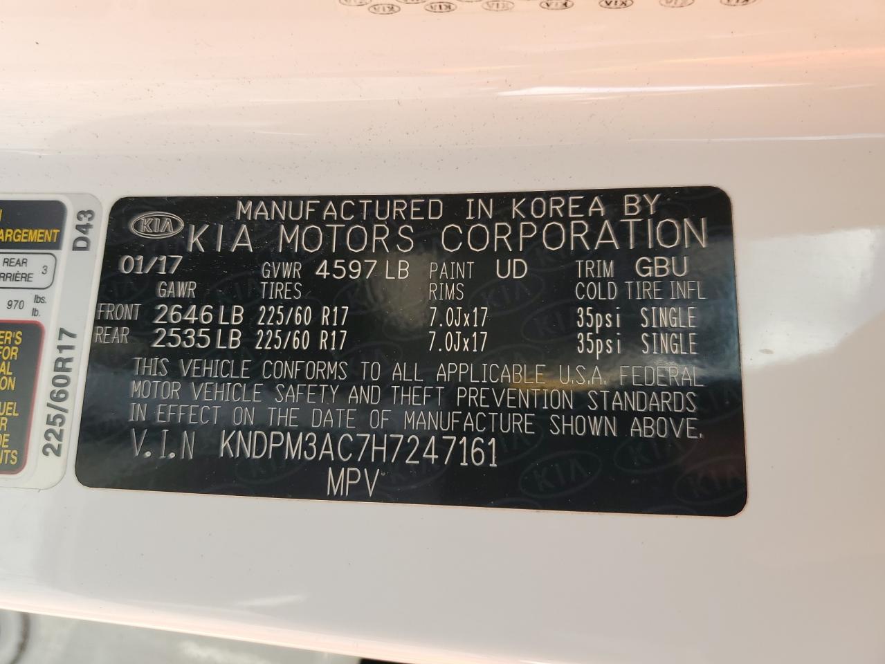 KNDPM3AC7H7247161 2017 Kia Sportage Lx