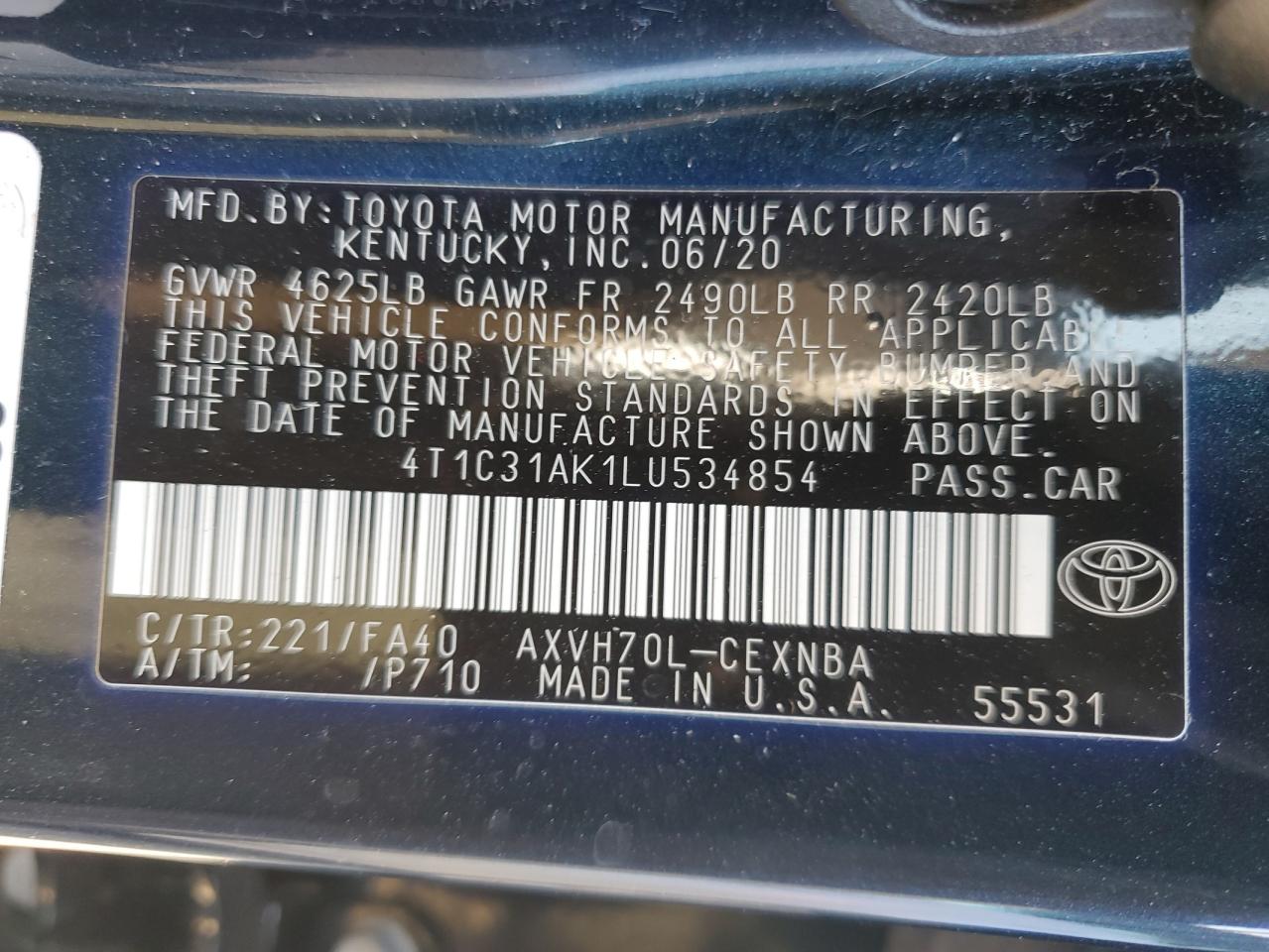 4T1C31AK1LU534854 2020 TOYOTA CAMRY - Image 13