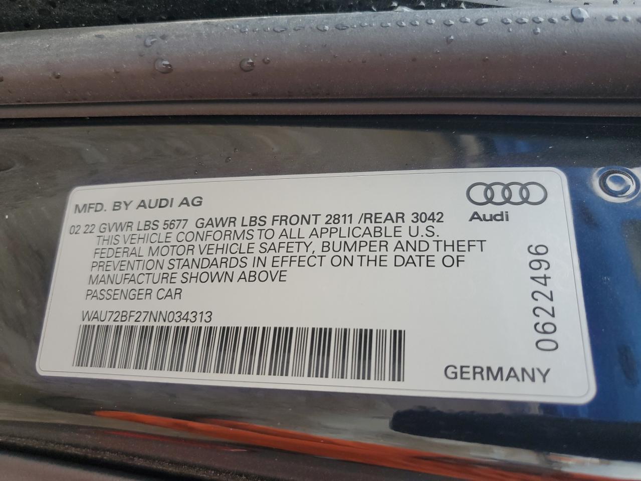 2022 Audi A6 Allroad Premium Plus VIN: WAU72BF27NN034313 Lot: 77433394